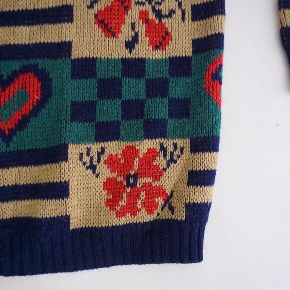 Vintage Cabin Creek Knit Cardigan 90s Grandmacore Preppy Cozy Retro Heart M - Picture 5 of 10